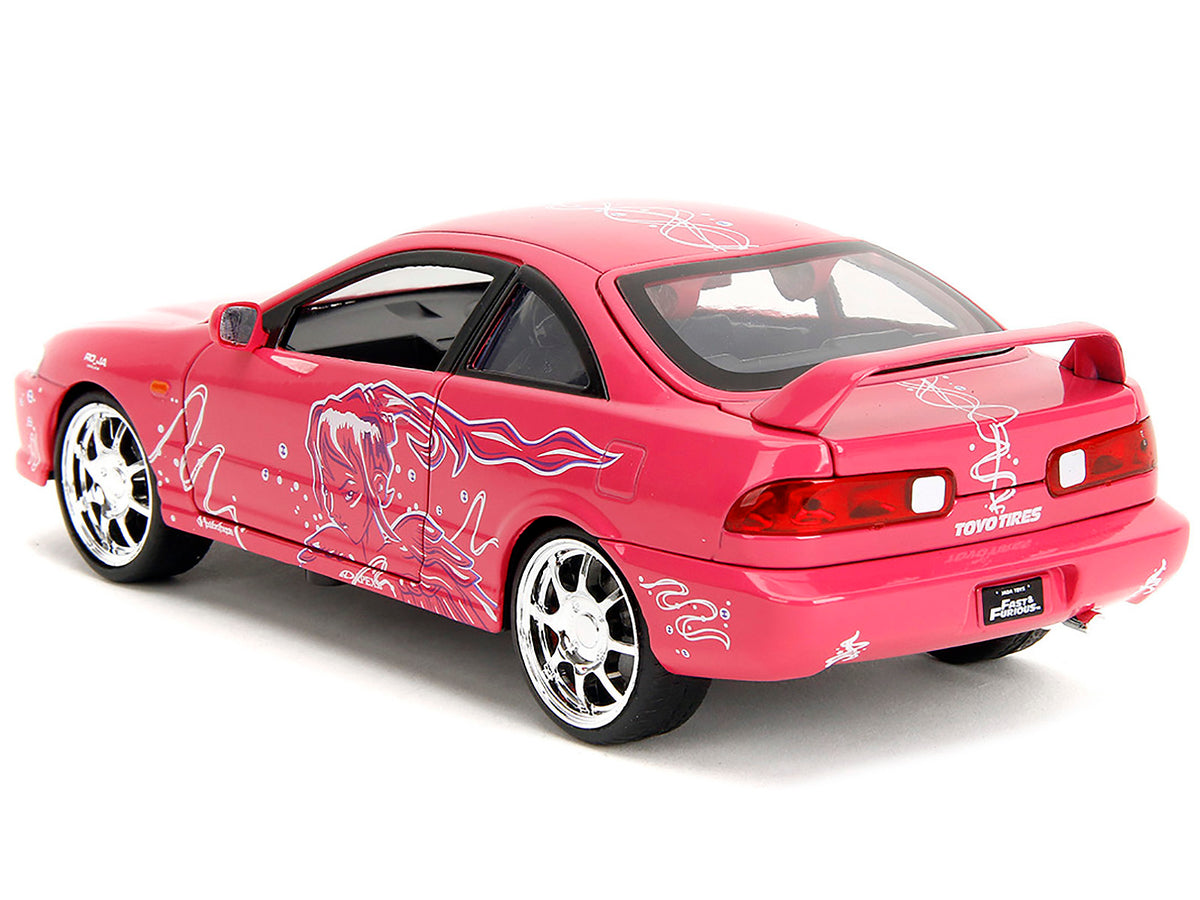 1995 Honda Integra Type R Pink with Graphics 'Fast & Furious Remix' Series 1/24 Diecast Model Car by Jada