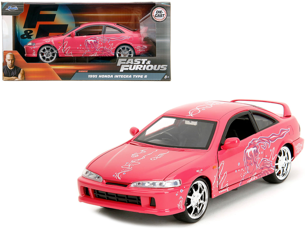 1995 Honda Integra Type R Pink with Graphics 'Fast & Furious Remix' Series 1/24 Diecast Model Car by Jada