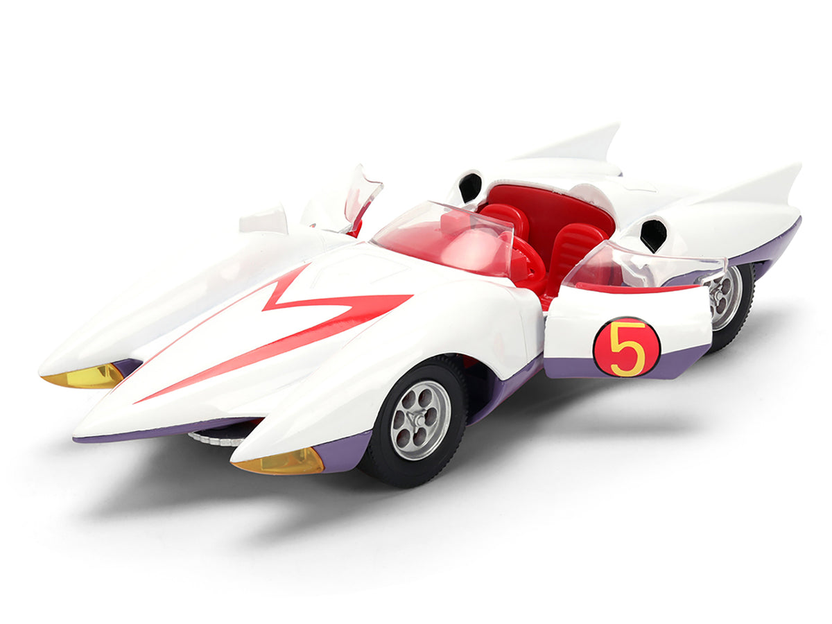 Mach 5 White with Red Stripes and Interior 'Speed Racer' (1967) TV Series 'Anime Hollywood Rides' Series 1/32 Diecast Model Car by Jada