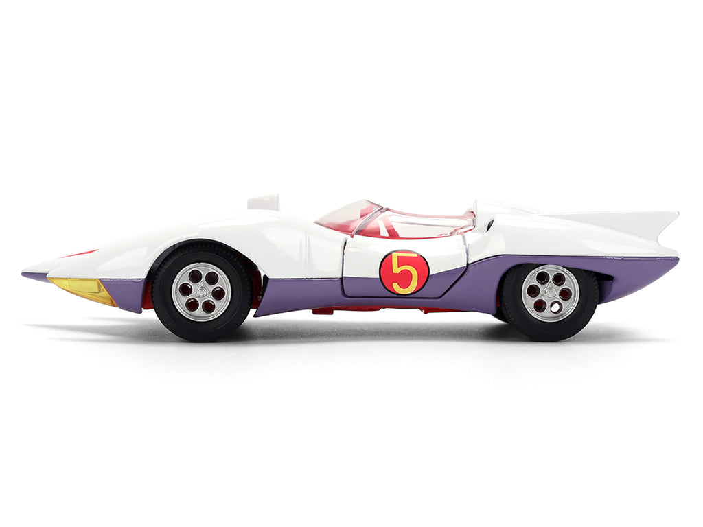 Mach 5 White with Red Stripes and Interior 'Speed Racer' (1967) TV Series 'Anime Hollywood Rides' Series 1/32 Diecast Model Car by Jada