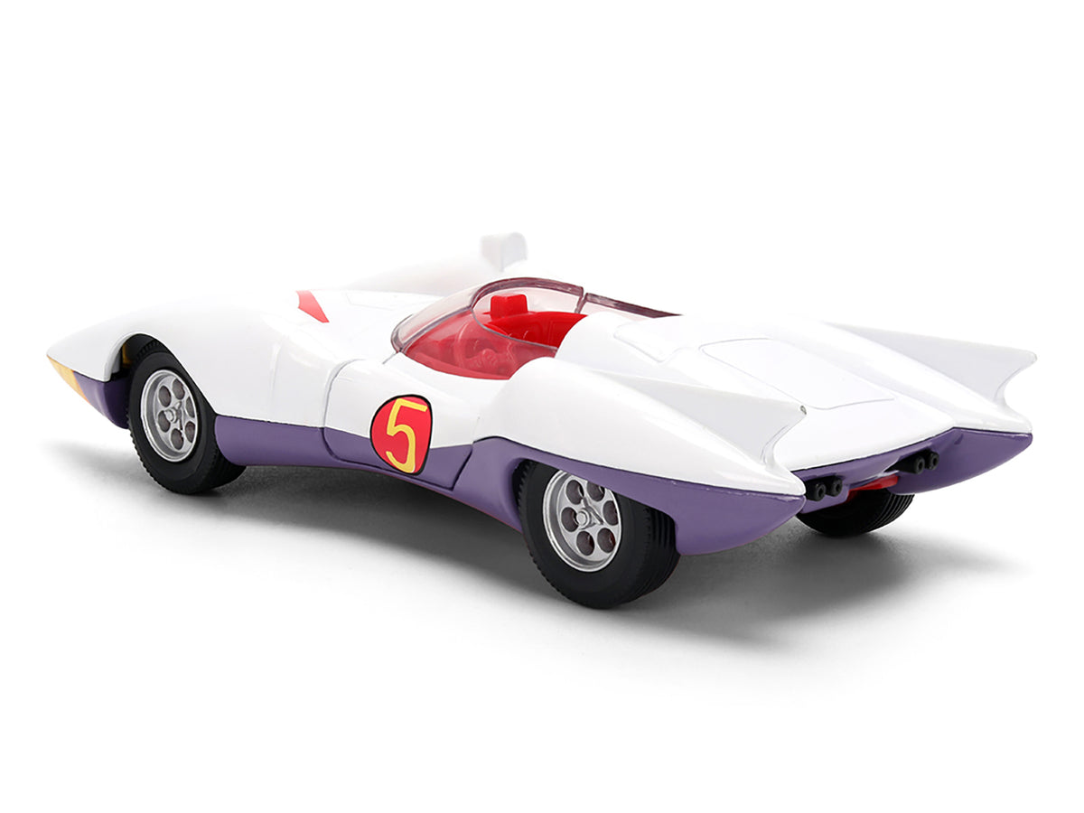 Mach 5 White with Red Stripes and Interior 'Speed Racer' (1967) TV Series 'Anime Hollywood Rides' Series 1/32 Diecast Model Car by Jada