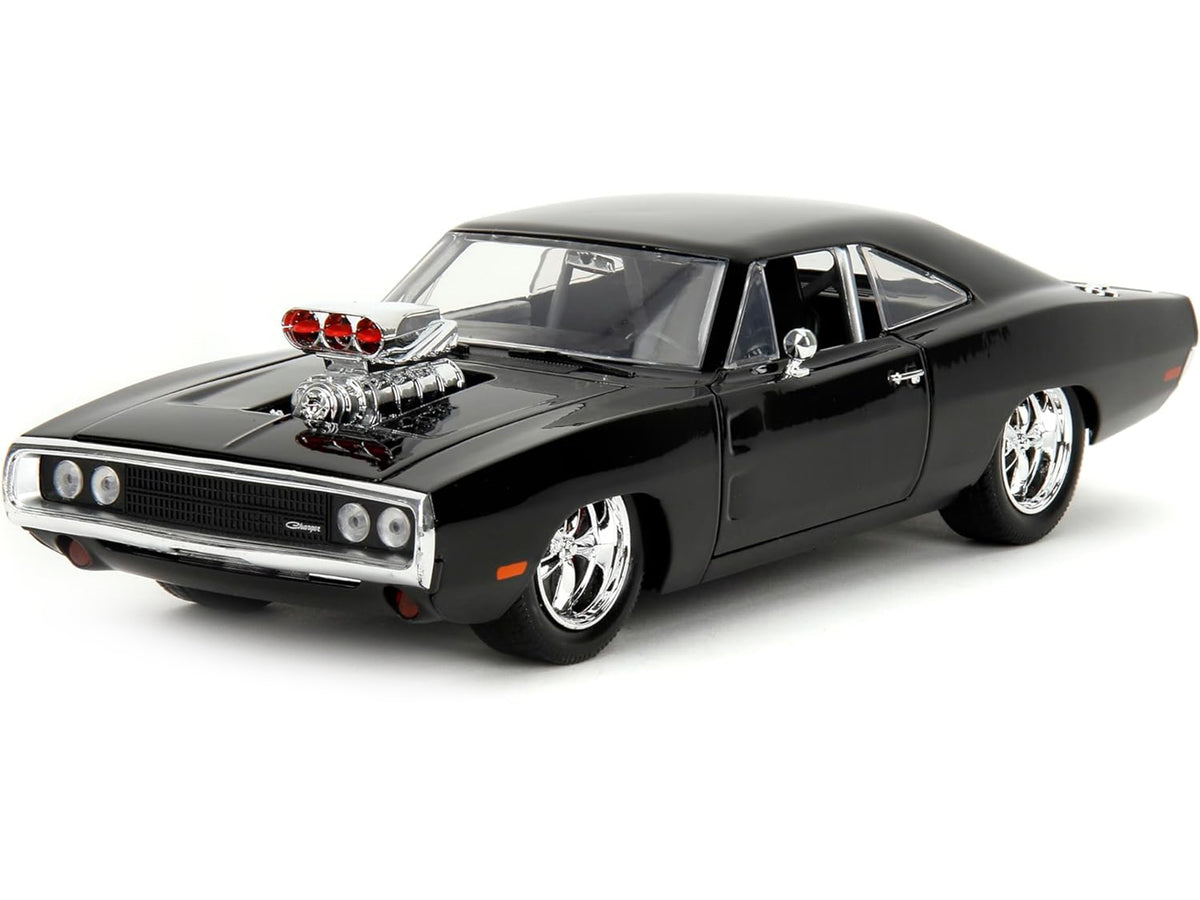 Dodge Charger R/T Black with Dom Diecast Figure 'Fast & Furious' (2009) Movie 'Hollywood Rides' Series 1/24 Diecast Model Car by Jada