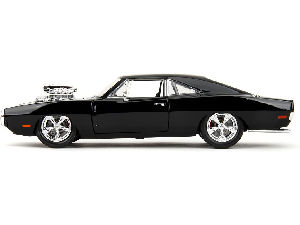 Dodge Charger R/T Black with Dom Diecast Figure 'Fast & Furious' (2009) Movie 'Hollywood Rides' Series 1/24 Diecast Model Car by Jada