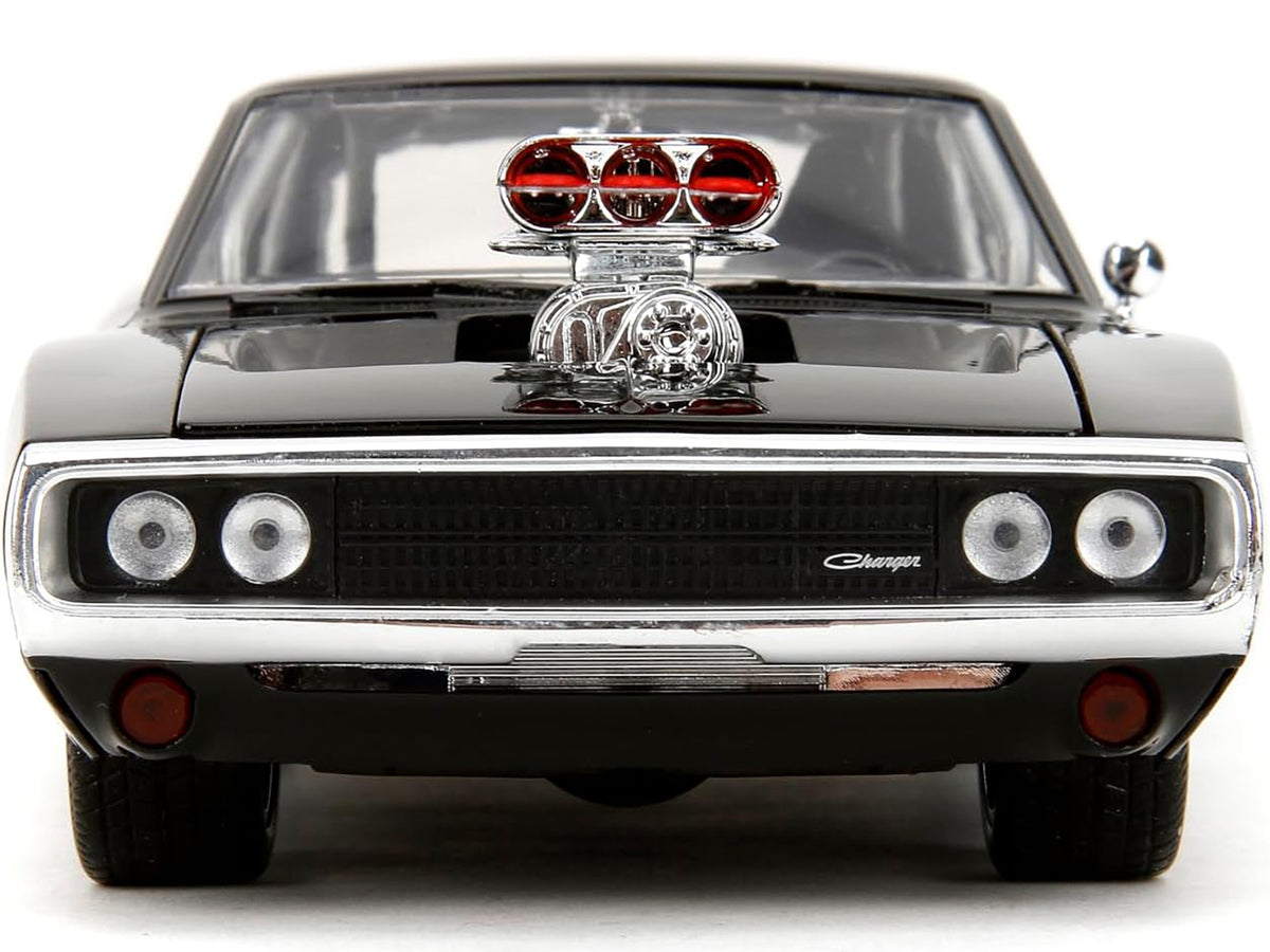 Dodge Charger R/T Black with Dom Diecast Figure 'Fast & Furious' (2009) Movie 'Hollywood Rides' Series 1/24 Diecast Model Car by Jada