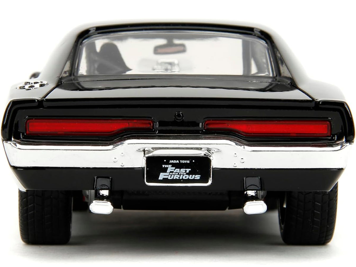 Dodge Charger R/T Black with Dom Diecast Figure 'Fast & Furious' (2009) Movie 'Hollywood Rides' Series 1/24 Diecast Model Car by Jada