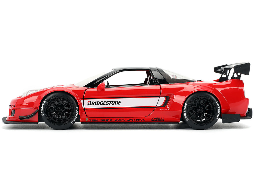 2002 Honda NSX-R RHD (Right Hand Drive) 'Bridgestone' Red with Black Top and White Stripes 'JDM Tuners' Series 1/24 Diecast Model Car by Jada