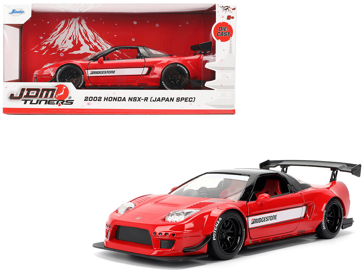 2002 Honda NSX-R RHD (Right Hand Drive) 'Bridgestone' Red with Black Top and White Stripes 'JDM Tuners' Series 1/24 Diecast Model Car by Jada