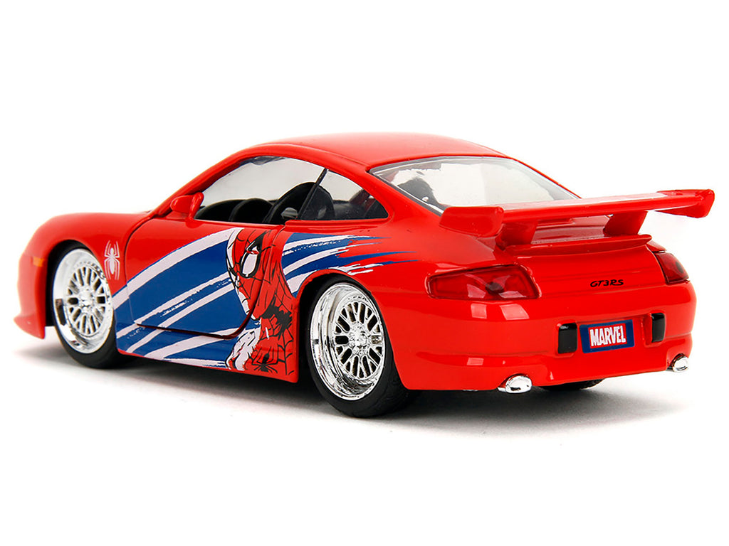 Porsche 911 GT3 RS (996) Red with Graphics 'Marvel's Spider-Man' 1/32 Diecast Model Car by Jada