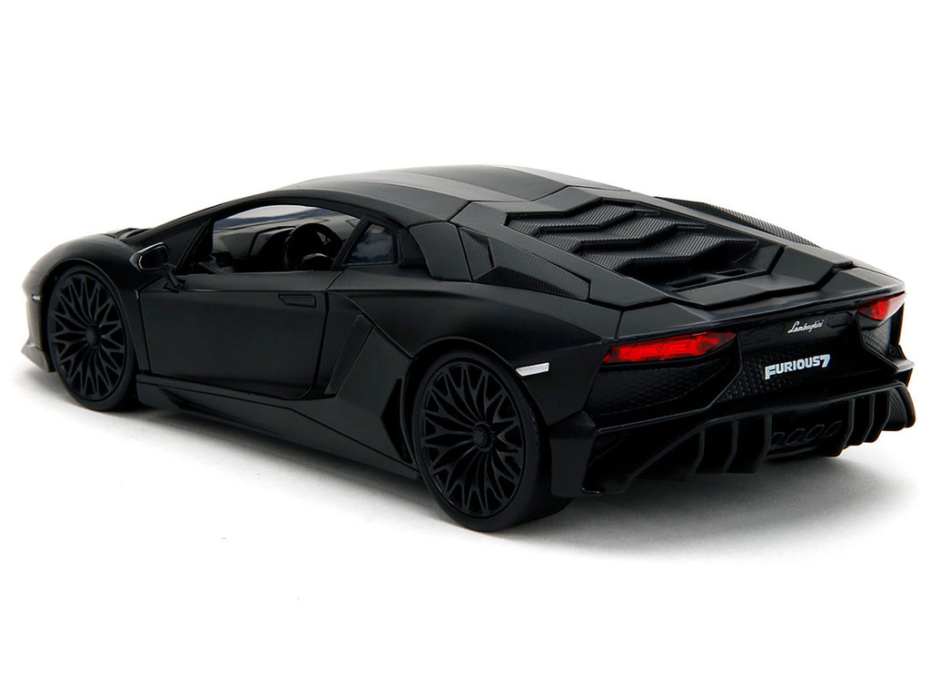 Shaw's Lamborghini Aventador Matt Black 'Furious 7' (2015) Movie 'Fast & Furious' Series 1/24 Diecast Car Model by Jada