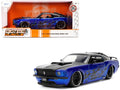 1970 Ford Mustang Boss 429 Black and Blue Metallic with Flames 'Bigtime Muscle' Series 1/24 Diecast Model Car by Jada