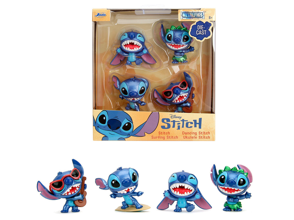 Set of 4 Diecast Figures 'Disney's Stitch' 'Metalfigs' Series Diecast Models by Jada