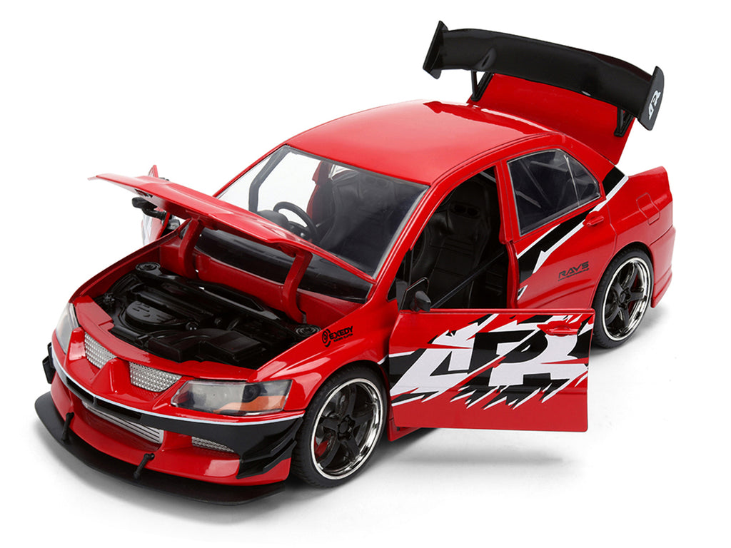 Sean's Mitsubishi Lancer Evolution IX RHD (Right Hand Drive) Red with Graphics 'The Fast and the Furious: Tokyo Drift' (2006) Movie 'Fast & Furious 25 Years' Series 1/24 Diecast Model Car by Jada