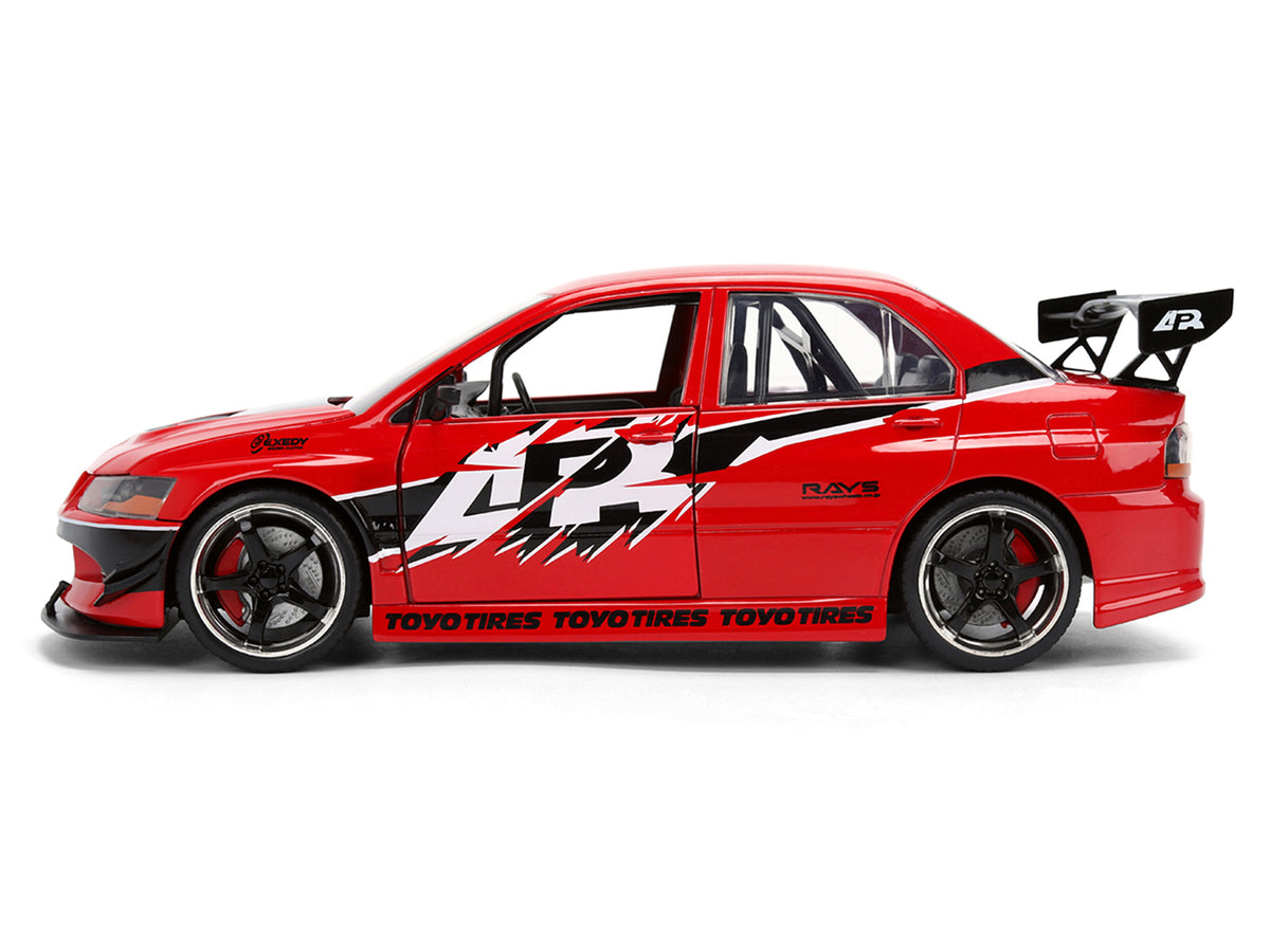 Sean's Mitsubishi Lancer Evolution IX RHD (Right Hand Drive) Red with Graphics 'The Fast and the Furious: Tokyo Drift' (2006) Movie 'Fast & Furious 25 Years' Series 1/24 Diecast Model Car by Jada
