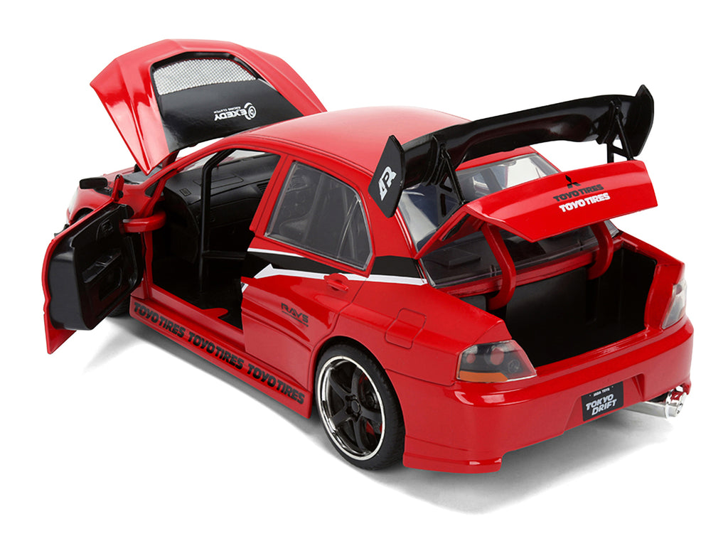 Sean's Mitsubishi Lancer Evolution IX RHD (Right Hand Drive) Red with Graphics 'The Fast and the Furious: Tokyo Drift' (2006) Movie 'Fast & Furious 25 Years' Series 1/24 Diecast Model Car by Jada