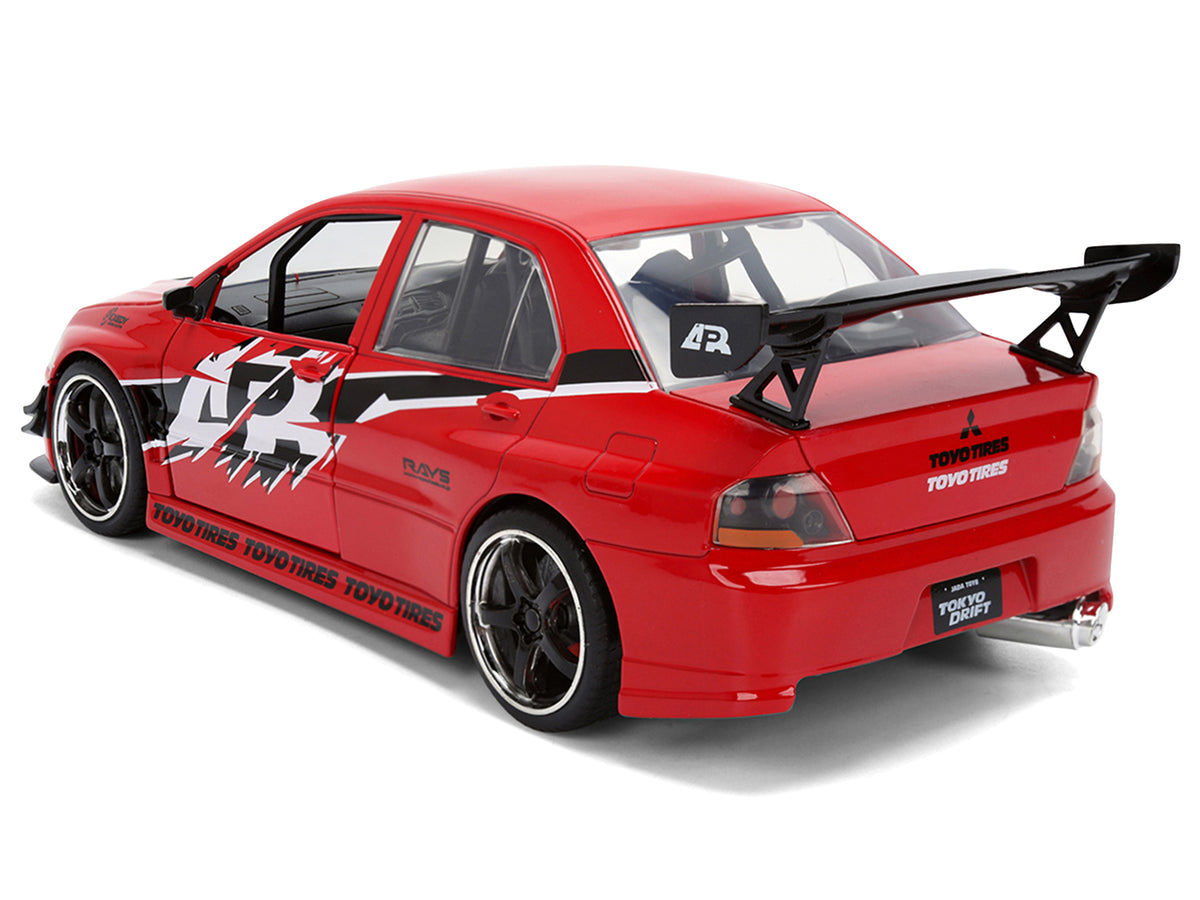 Sean's Mitsubishi Lancer Evolution IX RHD (Right Hand Drive) Red with Graphics 'The Fast and the Furious: Tokyo Drift' (2006) Movie 'Fast & Furious 25 Years' Series 1/24 Diecast Model Car by Jada