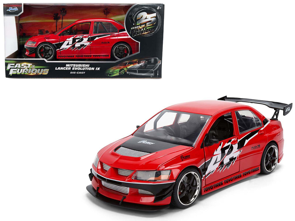 Sean's Mitsubishi Lancer Evolution IX RHD (Right Hand Drive) Red with Graphics 'The Fast and the Furious: Tokyo Drift' (2006) Movie 'Fast & Furious 25 Years' Series 1/24 Diecast Model Car by Jada