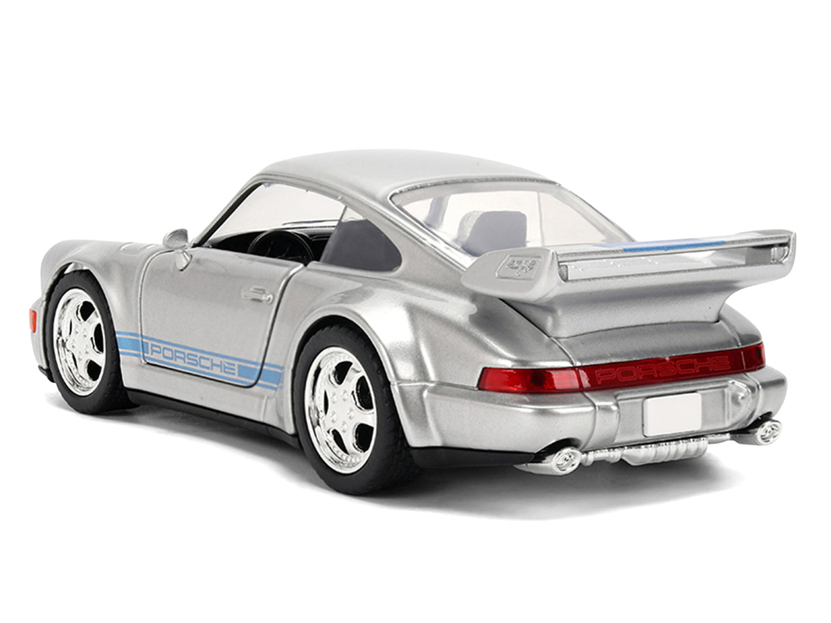 Porsche 911 Carrera RS 3.8 'Mirage' Silver Metallic with Blue Stripes 'Transformers: Rise of the Beasts' (2023) Movie 'Hollywood Rides' 1/32 Diecast Model Car by Jada