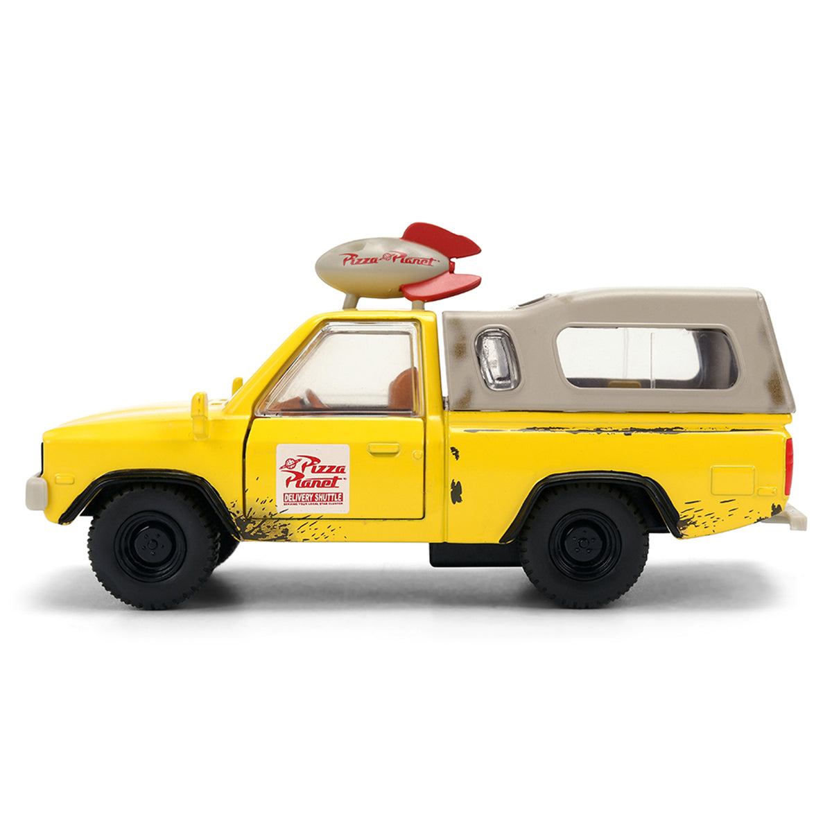Pizza Planet Truck Yellow (Weathered) with Beige Camper 'Toy Story' (1995) Movie 'Hollywood Rides' Series 1/32 Diecast Model Car by Jada