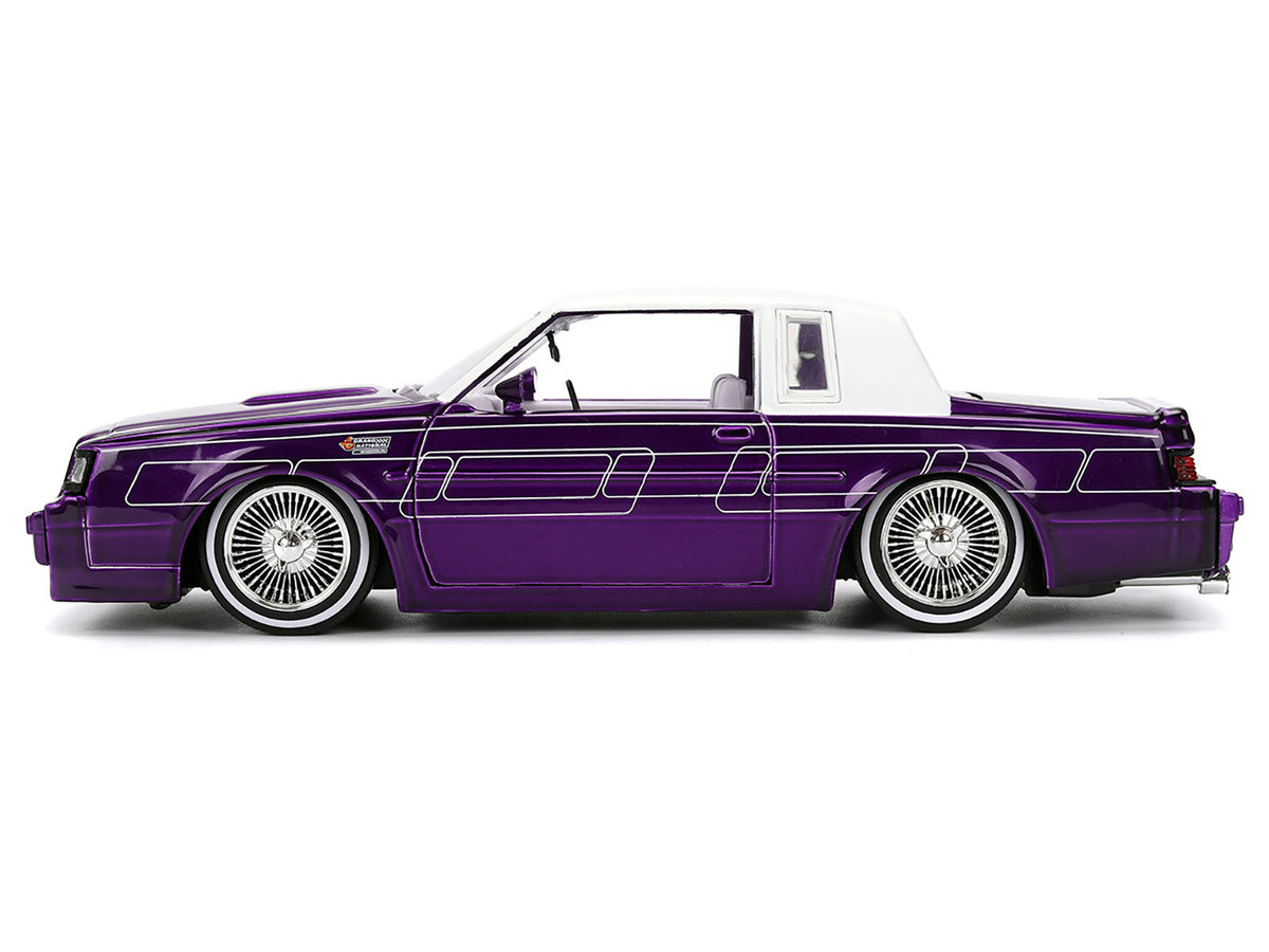 1987 Buick Grand National Candy Purple with Graphics and White Top and Interior 'Bigtime Muscle' Series 1/24 Diecast Model Car by Jada