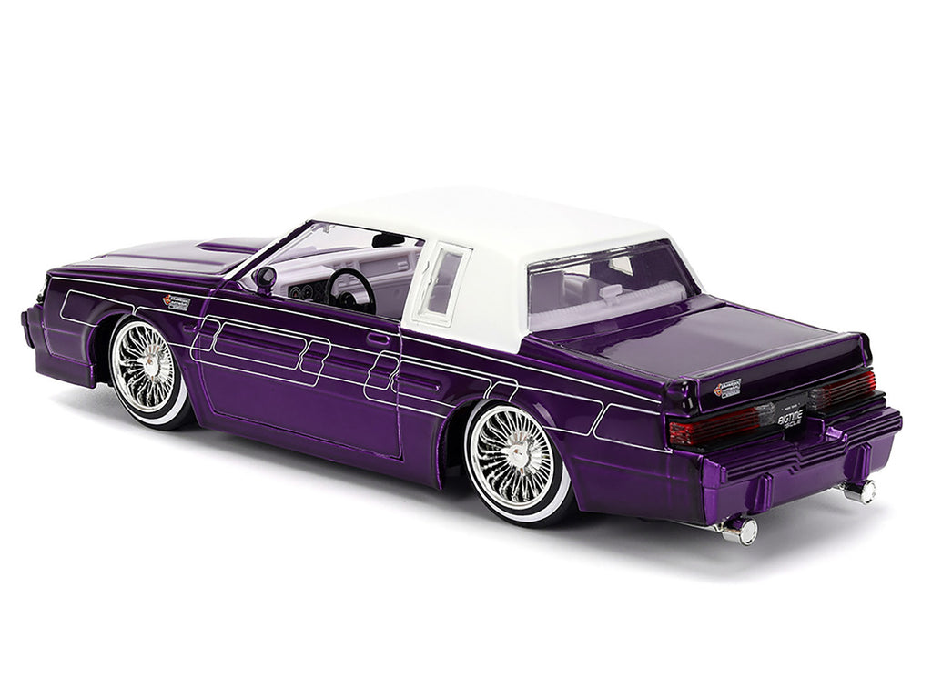 1987 Buick Grand National Candy Purple with Graphics and White Top and Interior 'Bigtime Muscle' Series 1/24 Diecast Model Car by Jada