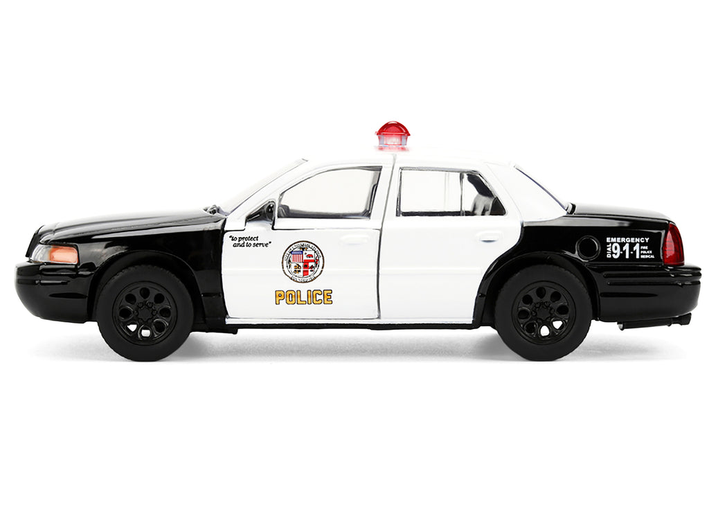 Ford Crown Victoria 'LAPD (Los Angeles Police Department) Black and White 'The Fast and the Furious' (2001) Movie 'Fast & Furious' Series 1/32 Diecast Model Car by Jada