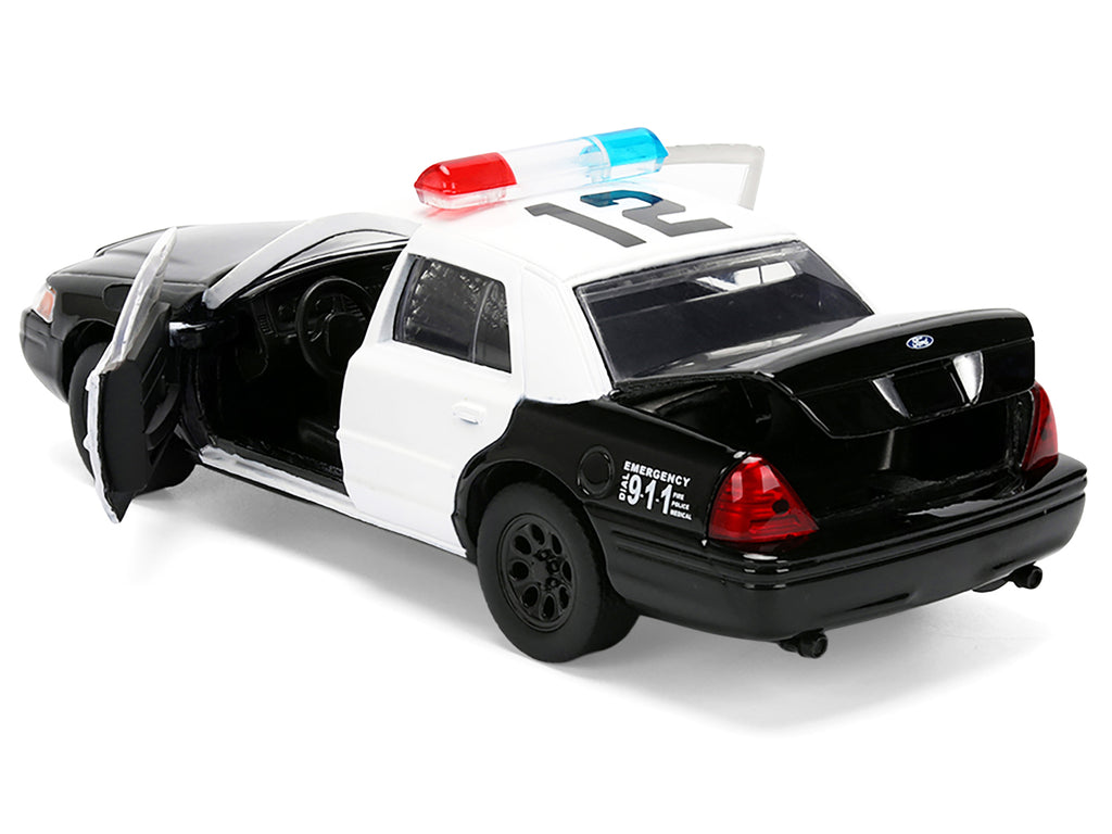 Ford Crown Victoria 'LAPD (Los Angeles Police Department) Black and White 'The Fast and the Furious' (2001) Movie 'Fast & Furious' Series 1/32 Diecast Model Car by Jada