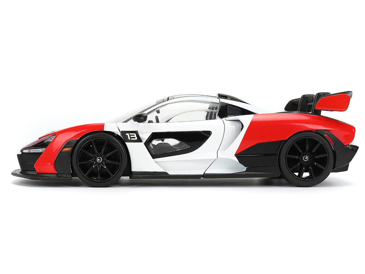 McLaren Senna Red and White with Carbon Hood and Top 'HyperSpec' Series 1/24 Diecast Model Car by Jada