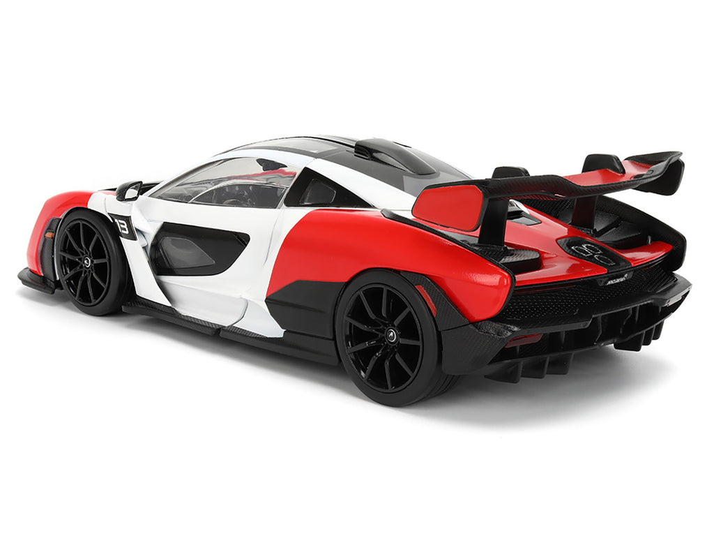 McLaren Senna Red and White with Carbon Hood and Top 'HyperSpec' Series 1/24 Diecast Model Car by Jada