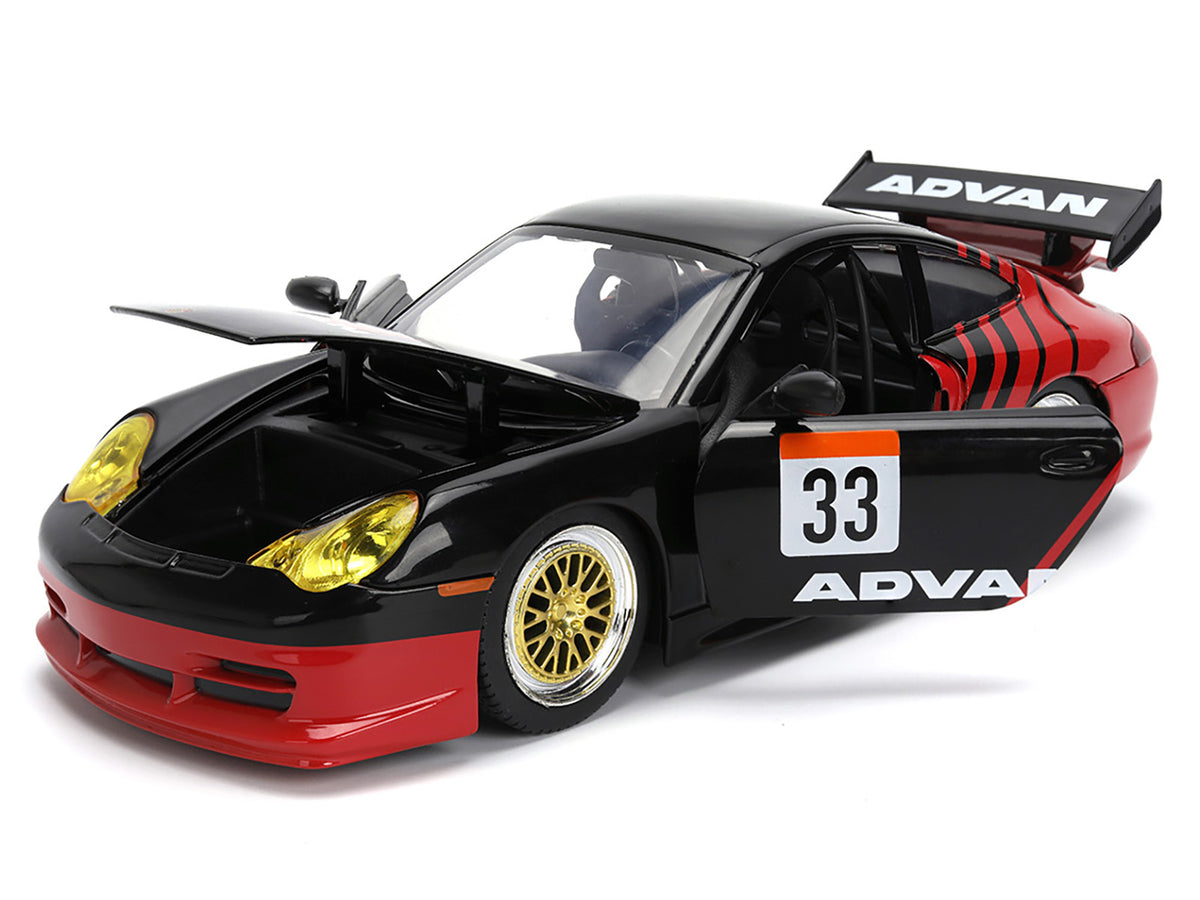 Porsche 911 GT3 RS (996) #33 'ADVAN' Black and Red 'Hyper-Spec' Series 1/24 Diecast Model Car by Jada