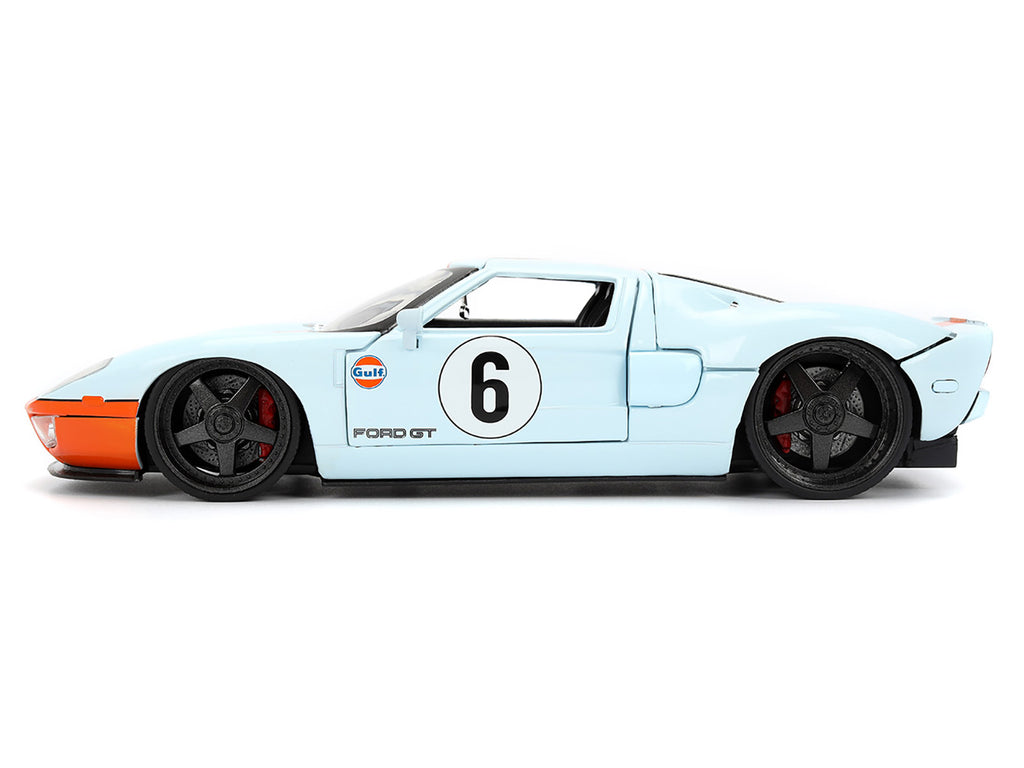 2005 Ford GT #6 'Gulf Oil' Light Blue with Orange Stripes 'Hyper-Spec' Series 1/24 Diecast Model Car by Jada