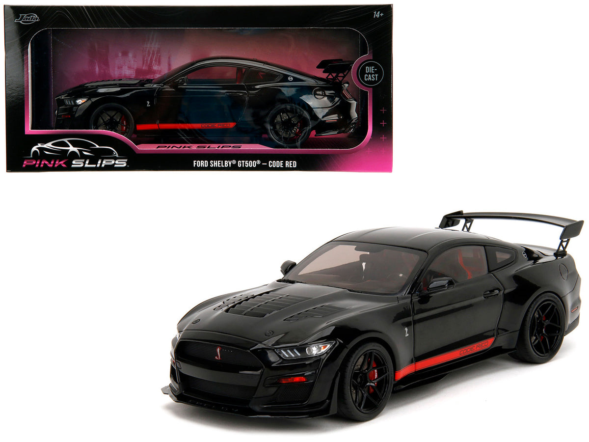 Shelby GT500 'Code Red' Black with Red Stripes 'Pink Slips' Series 1/18 Diecast Model Car by Jada