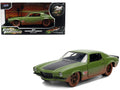 Dom's 1973 Chevrolet Camaro 'F-Bomb' Matt Green (Dirty Version) with Black Hood Stripe 'Fast & Furious' (2009) Movie 'Fast & Furious 25 Years' Series 1/32 Diecast Model Car by Jada