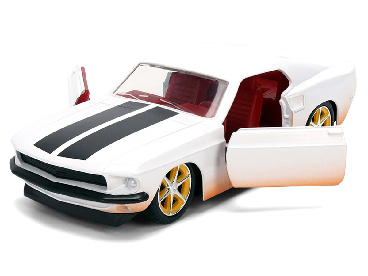 Roman's Ford Mustang White with Black Stripes and Red Interior (Dirty Version) 'Fast & Furious' Movie 'Fast & Furious 25th Anniversary' Series 1/32 Diecast Model Car by Jada