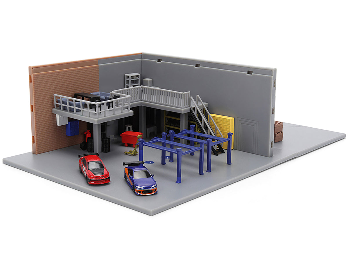 'Fast & Furious' Han's Garage Diorama with 2 Cars and Accessories 'Nano Scene' Series 1/32 Model by Jada