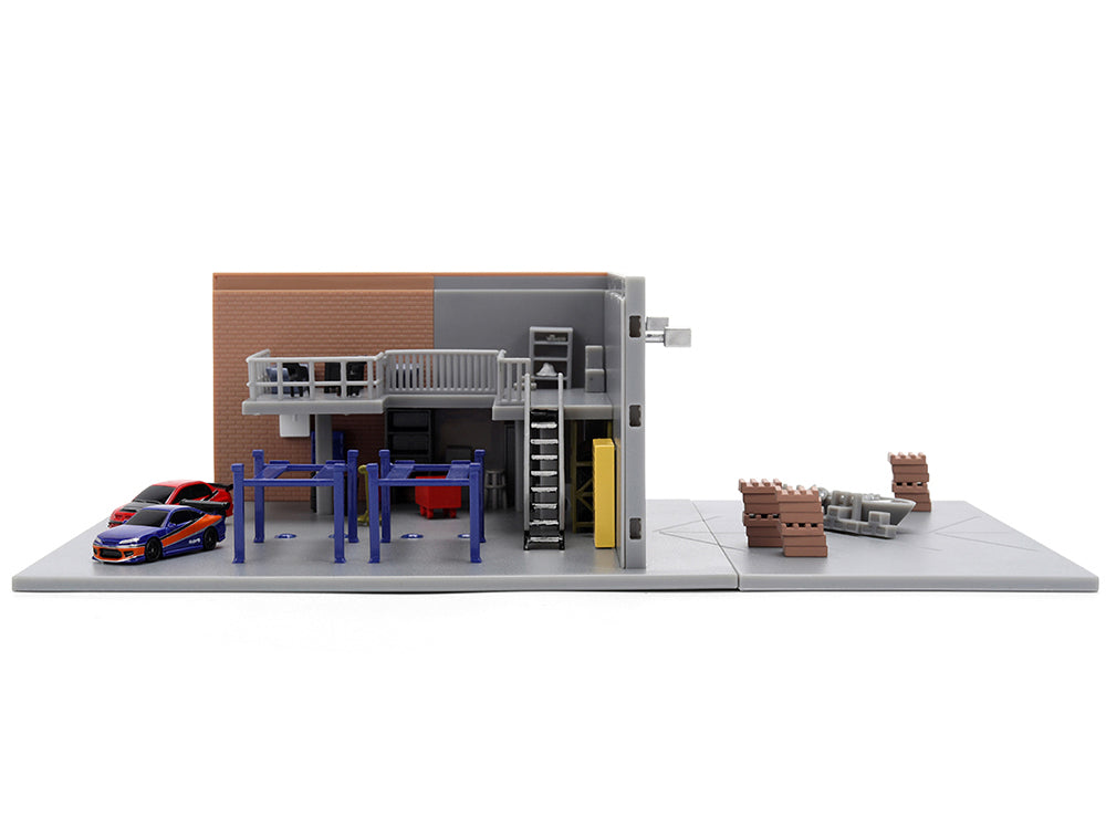 'Fast & Furious' Han's Garage Diorama with 2 Cars and Accessories 'Nano Scene' Series 1/32 Model by Jada