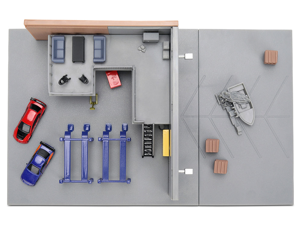 'Fast & Furious' Han's Garage Diorama with 2 Cars and Accessories 'Nano Scene' Series 1/32 Model by Jada
