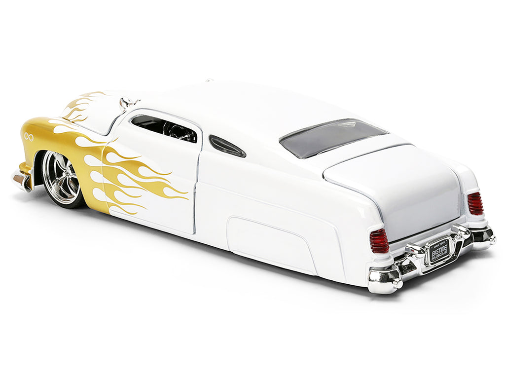 1951 Mercury Coupe White with Gold Flames 'Bigtime Muscle' Series 1/24 Diecast Model Car by Jada