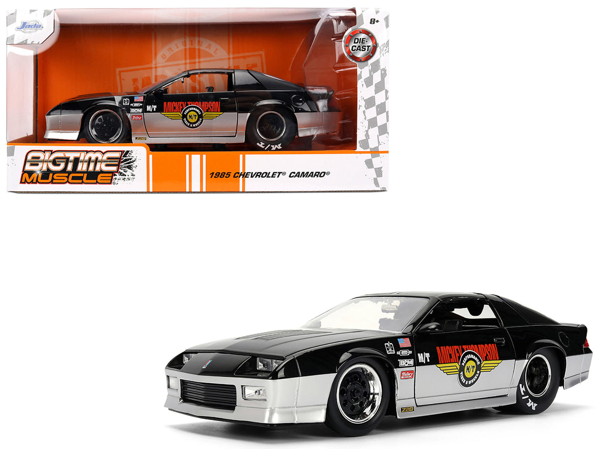 1985 Chevrolet Camaro Z28 'Mickey Thompson' Black and Silver Metallic 'Bigtime Muscle' Series 1/24 Diecast Model Car by Jada