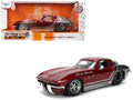 1963 Chevrolet Corvette Stingray 'Chevy Racing' Red Metallic and Gray 'Bigtime Muscle' Series 1/24 Diecast Model Car by Jada