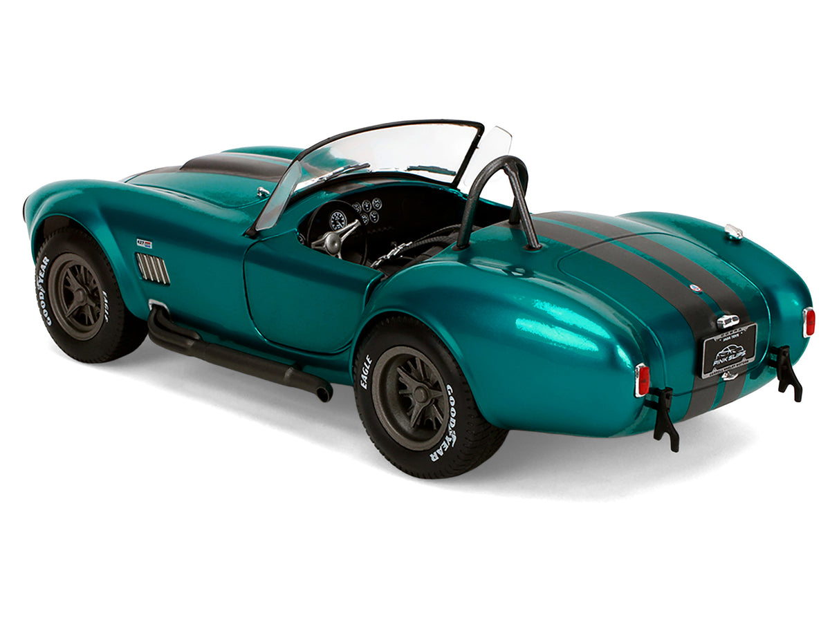 Shelby Cobra 427 MKII Teal Metallic with Gray Stripes 'Pink Slips' Series 1/18 Diecast Model Car by Jada