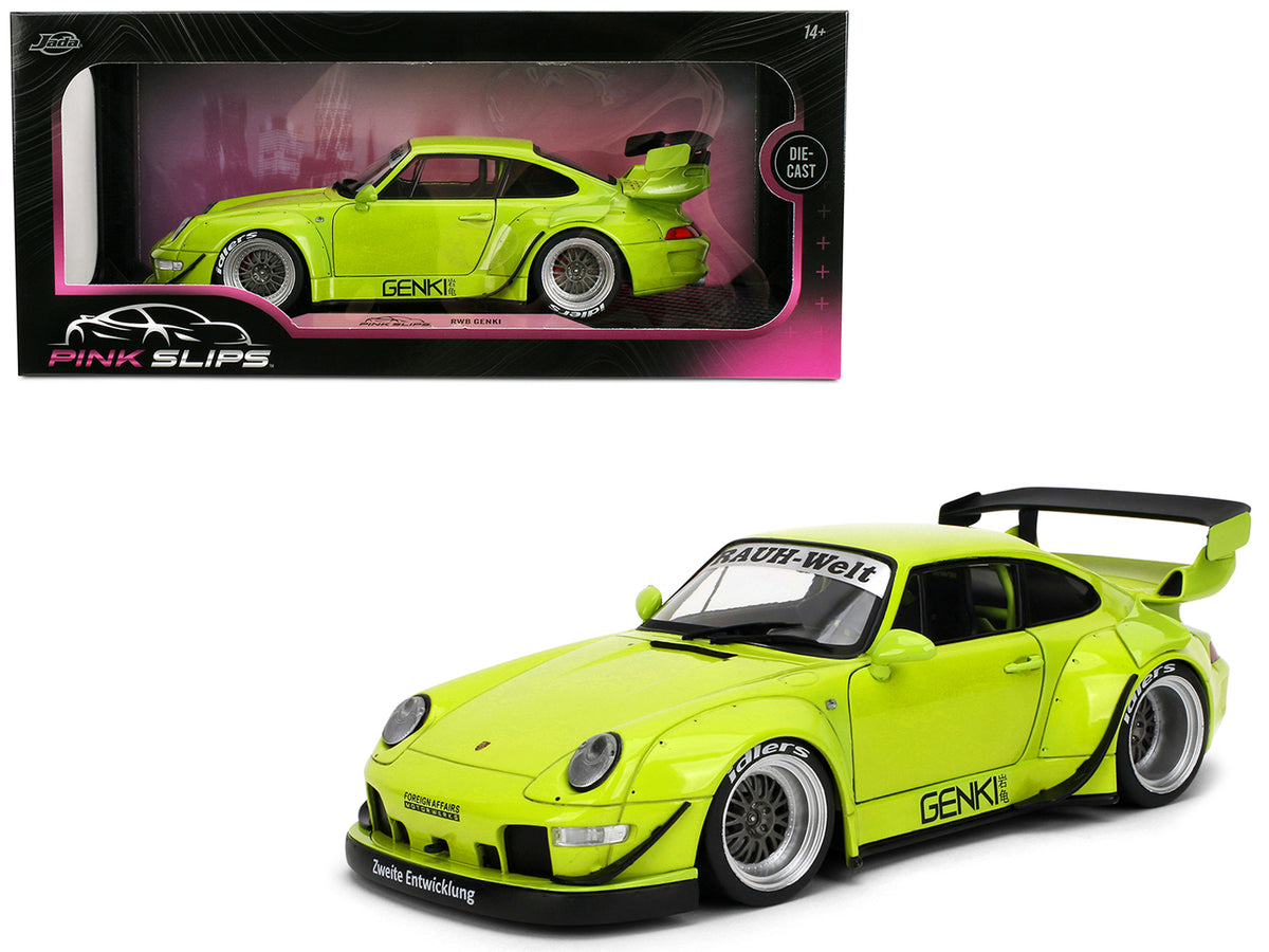 RWB Body Kit 'Genki' Lime Green 'Pink Slips' Series 1/18 Diecast Model Car by Jada