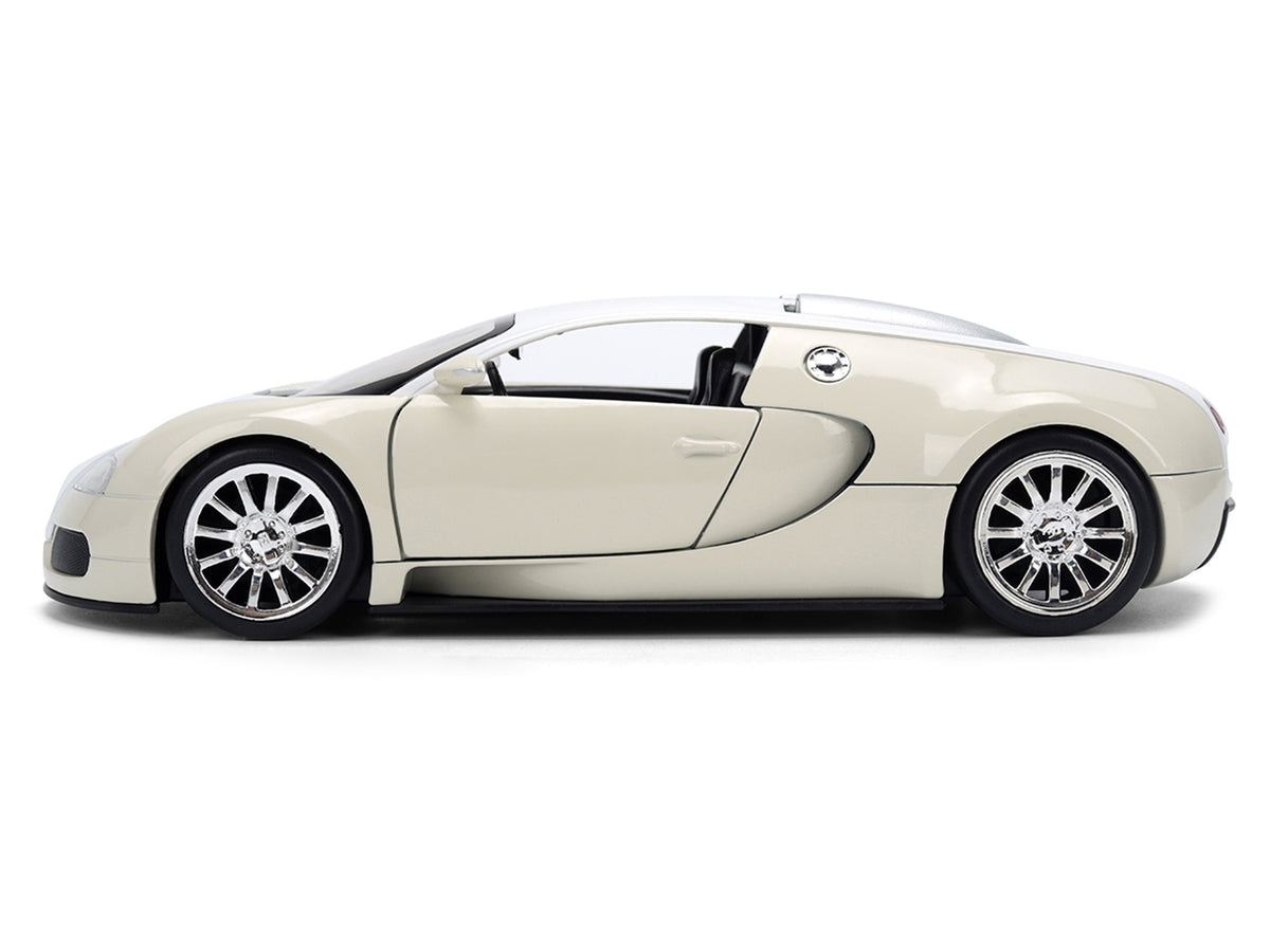 2011 Bugatti Veyron White and Tan 'Furious 7' (2015) Movie '25 Years of Fast & Furious' Series 1/24 Diecast Model Car by Jada