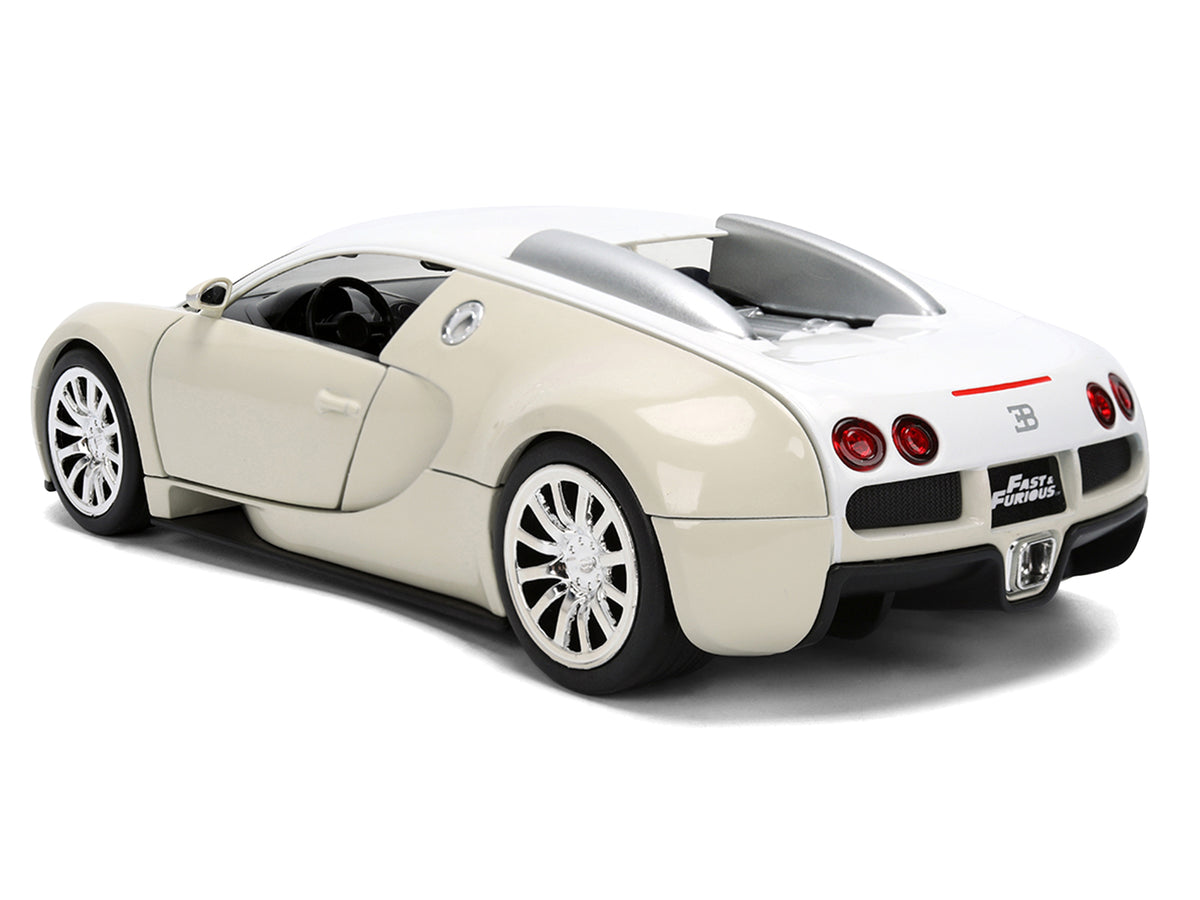 2011 Bugatti Veyron White and Tan 'Furious 7' (2015) Movie '25 Years of Fast & Furious' Series 1/24 Diecast Model Car by Jada