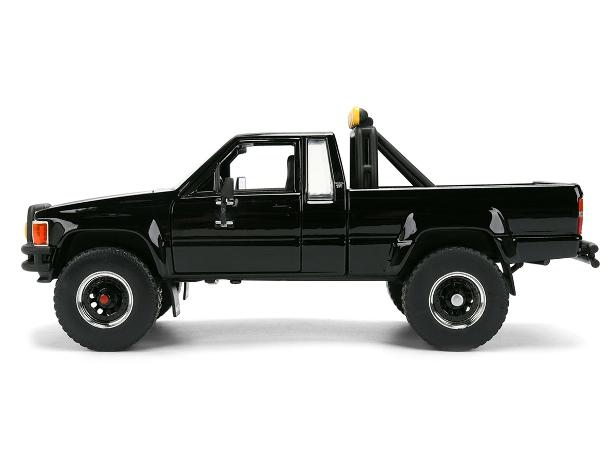 1985 Toyota SR5 Pickup Truck Black with Marty's Skateboard 'Back to the Future' (1985) Movie 'Hollywood Rides' Series 1/24 Diecast Model Car by Jada