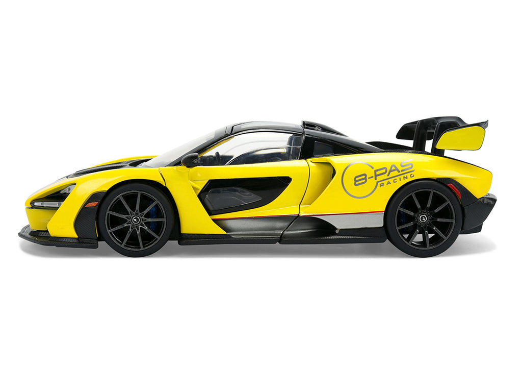 McLaren Senna '8-PAS Racing' Yellow Metallic with Black Top 'Hyper-Spec' Series 1/24 Diecast Model Car by Jada