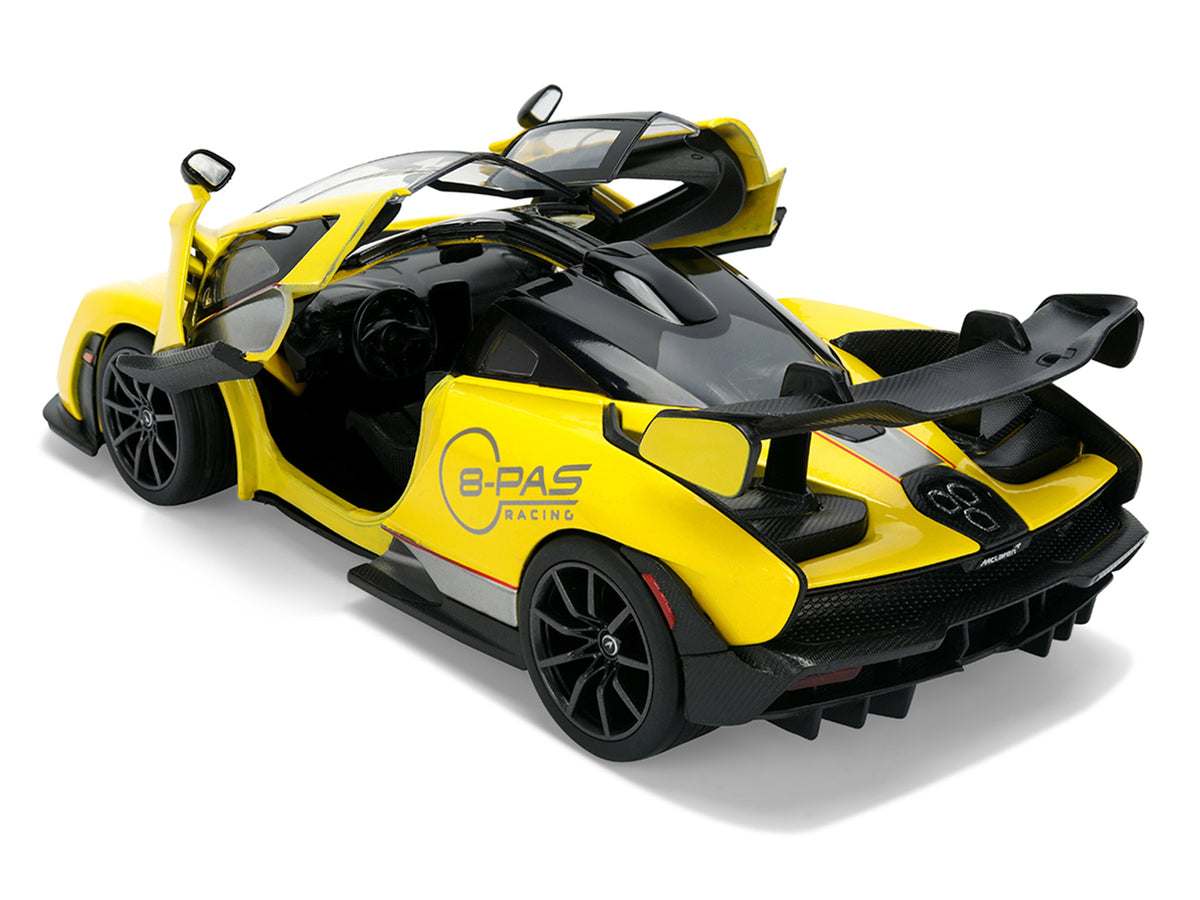 McLaren Senna '8-PAS Racing' Yellow Metallic with Black Top 'Hyper-Spec' Series 1/24 Diecast Model Car by Jada