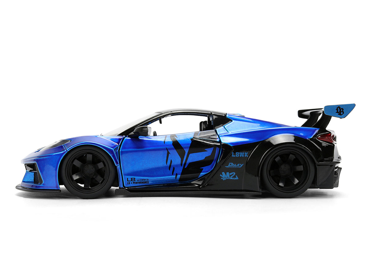 Chevrolet Corvette C8 'Liberty Walk' Candy Blue and Black 'Hyper-Spec' Series 1/24 Diecast Model Car by Jada