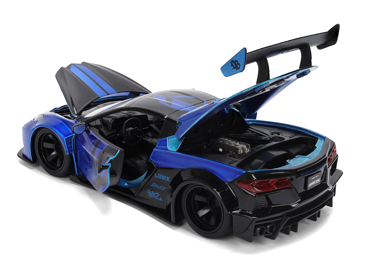 Chevrolet Corvette C8 'Liberty Walk' Candy Blue and Black 'Hyper-Spec' Series 1/24 Diecast Model Car by Jada