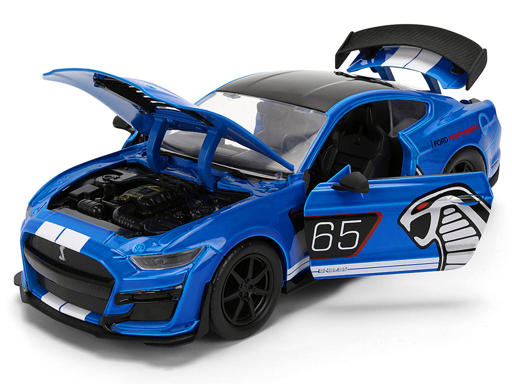 2020 Ford Mustang Shelby GT500 #65 'Ford Performance' Blue with Black Top and White Stripes 'Bigtime Muscle' Series 1/24 Diecast Model Car by Jada