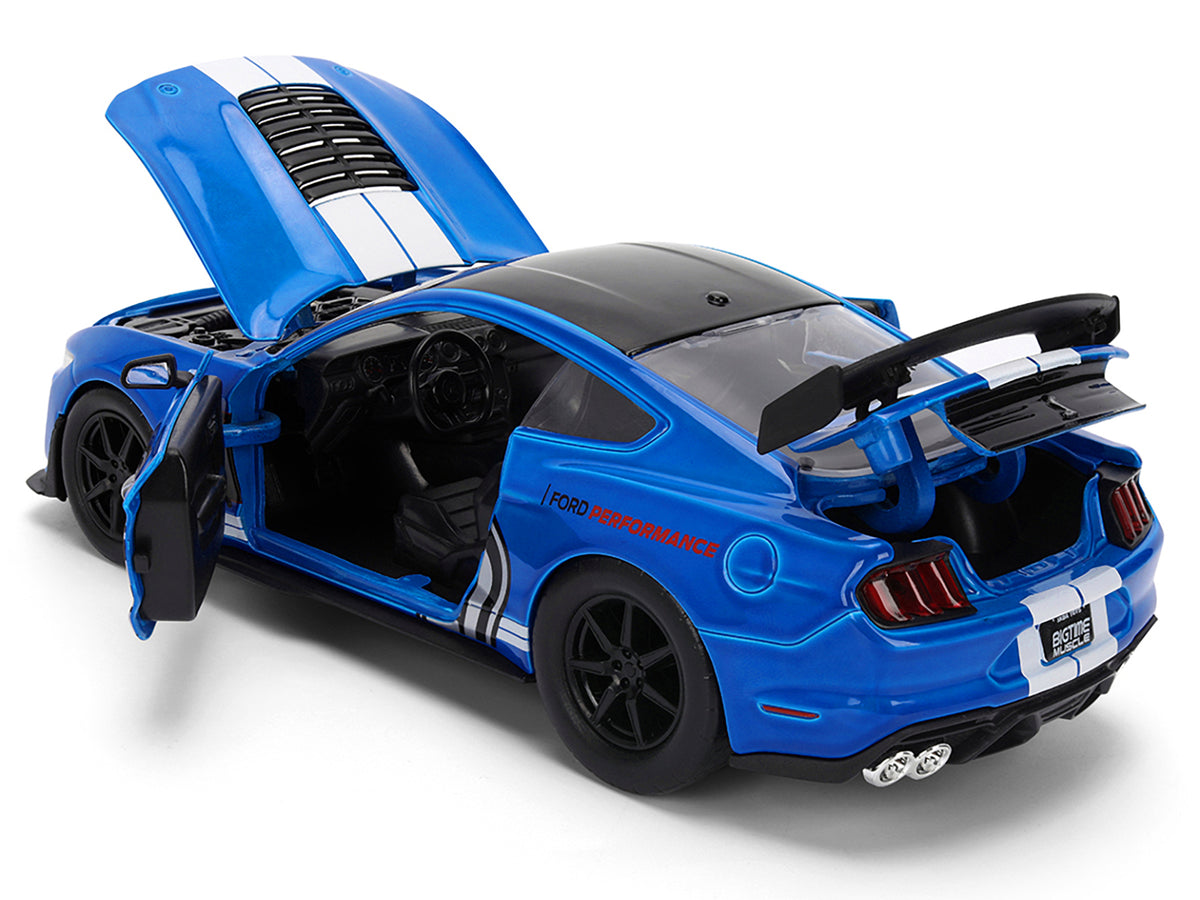 2020 Ford Mustang Shelby GT500 #65 'Ford Performance' Blue with Black Top and White Stripes 'Bigtime Muscle' Series 1/24 Diecast Model Car by Jada